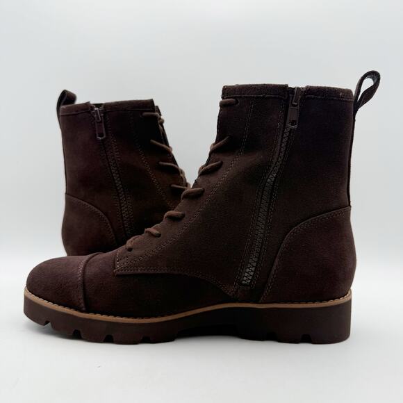 VIONIC Womens Lani ll Combat Boot US 8 Wide Brown Suede Water Repellent NWOB - Picture 6 of 11
